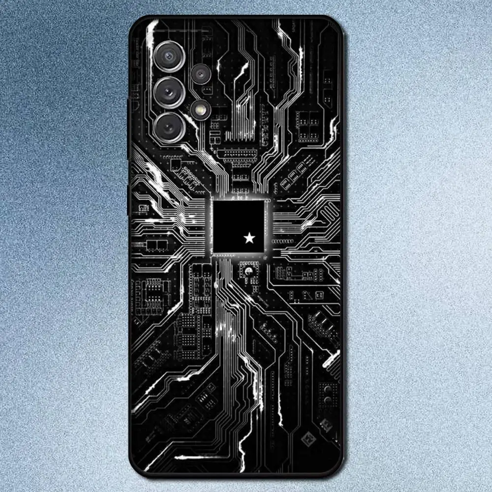 حافظة هاتف رائعة بشريحة إلكترونية لهاتف سامسونج S25، S24، S21، S22، S23، S30، Ultra، S20، Plus، Fe، Lite، Note، 10,9,5G غطاء أسود