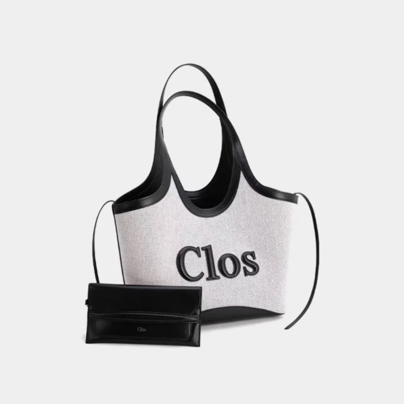 

Clos 2024 New Canvas Tote Bag Niche Design Large-capacity Commuter Bag Fashion Genuine Leather Shoulder Bag Female Purses