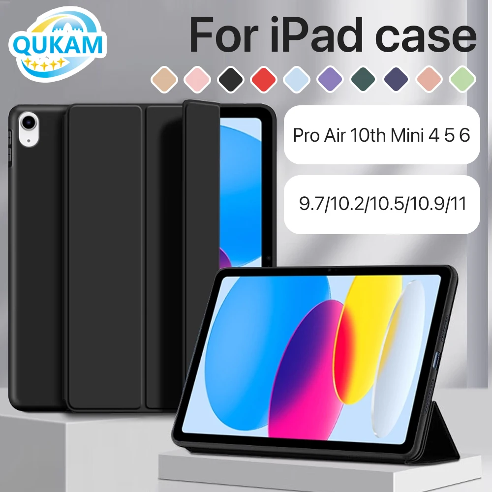 New Durable Slim PU Leather Protective Stand Cover for iPad 2025 A16 10.2 5th 6th Air 4 5 10.9 Mini 6 Pro 11 12.9 2018-2022 Case