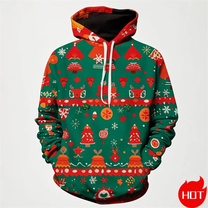 

Winter Fashion 3D Christmas Ornament Printing Hoodies For Men Santa Claus Graphic Hooded Hoody Vintage Sweatshirts Mens Clothing