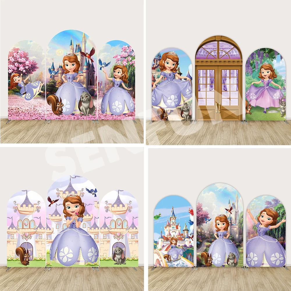 

Disney Sofia the First Birthday Arch Wall Panels Backdrop Girls Party Decoration Banner Bunny Castle Baby Shower Arched Banner