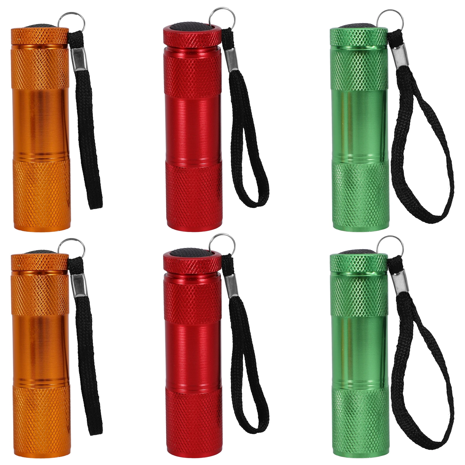 

6pcs Mini White LED Flashlights 9LED Outdoor Camping Gear Portable Pocket Size H held Torch Durable Aluminum Red Green Yellow