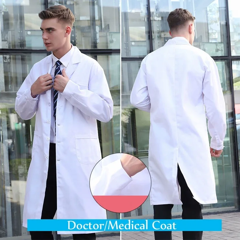 Long Sleeve Doctor Coat Medical Uniform Men Women Scrubs Lab Clothes Nurse Jacket