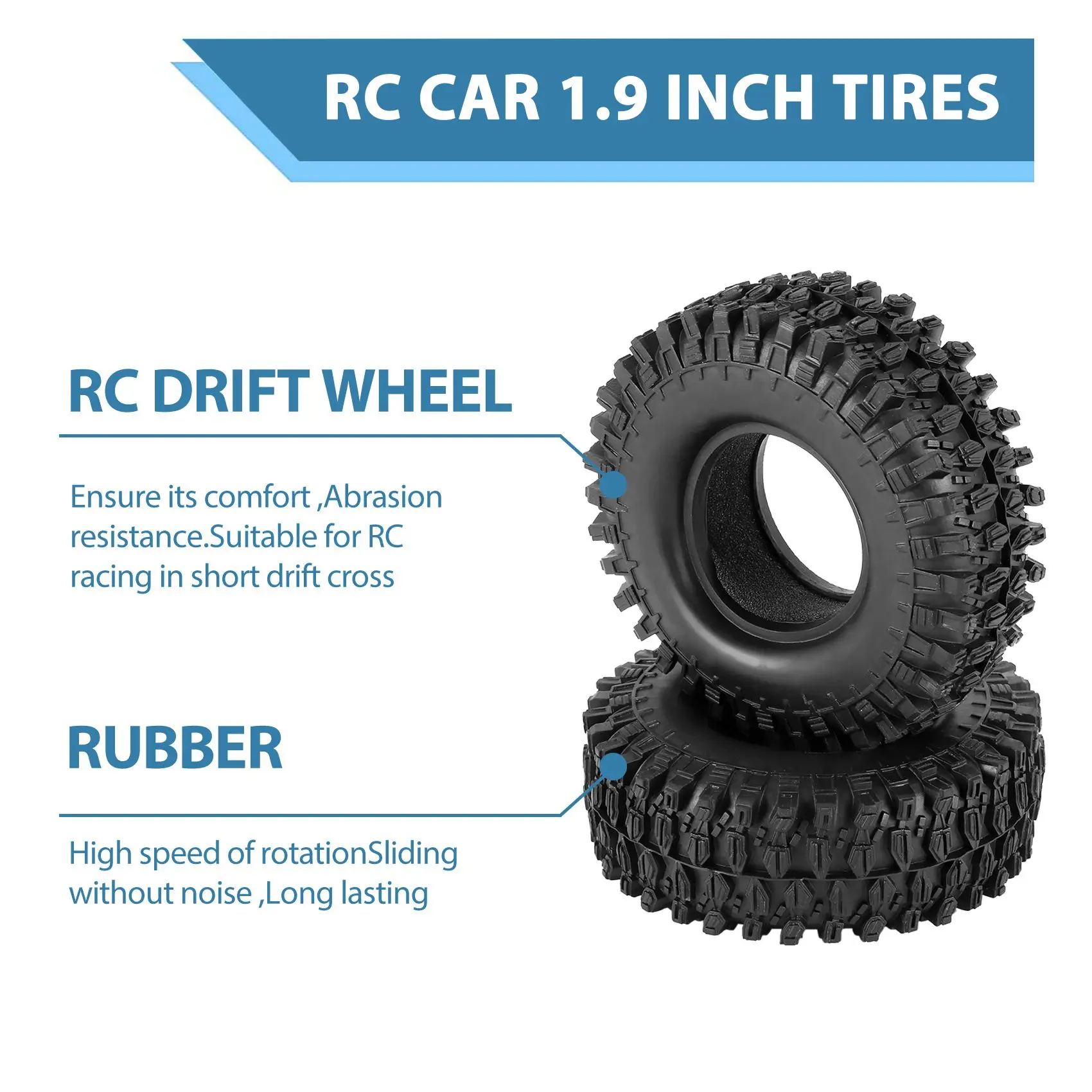 

A49K-4PCS 1.9 Inch Rubber Tyre 1.9 Wheel Tires 108X40MM For 1/10 RC Crawler Traxxas TRX4 Axial SCX10 90046 AXI03007