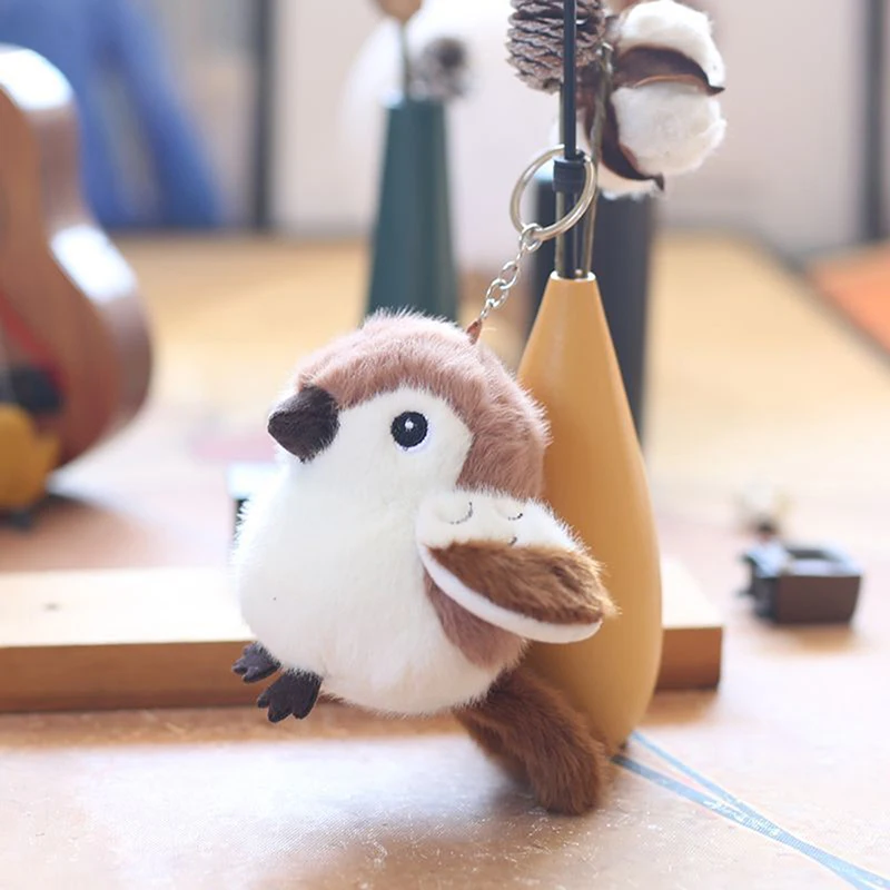 14cm Sparrow Plush Toy Doll Keychain Stuffed Toy For Backpacks Ornaments Birthday Gifts Plushie Small Bird For Car Pendant