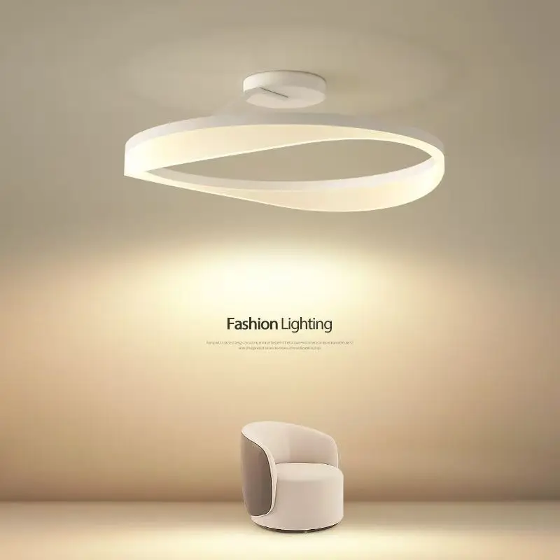 

Nordic Ring Led Ceiling Chandelier White/Black Black White Ceiling Lights for Bedroom Kitchen Home Dining Room Living Room