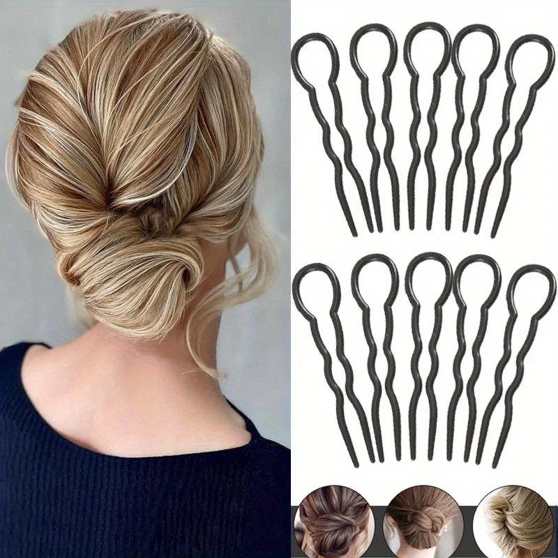 10pcs Simple U Shaped Hairpin Plastic Hair Fork Stick Headwear Hair Clip Hair Styling Accessories For Women