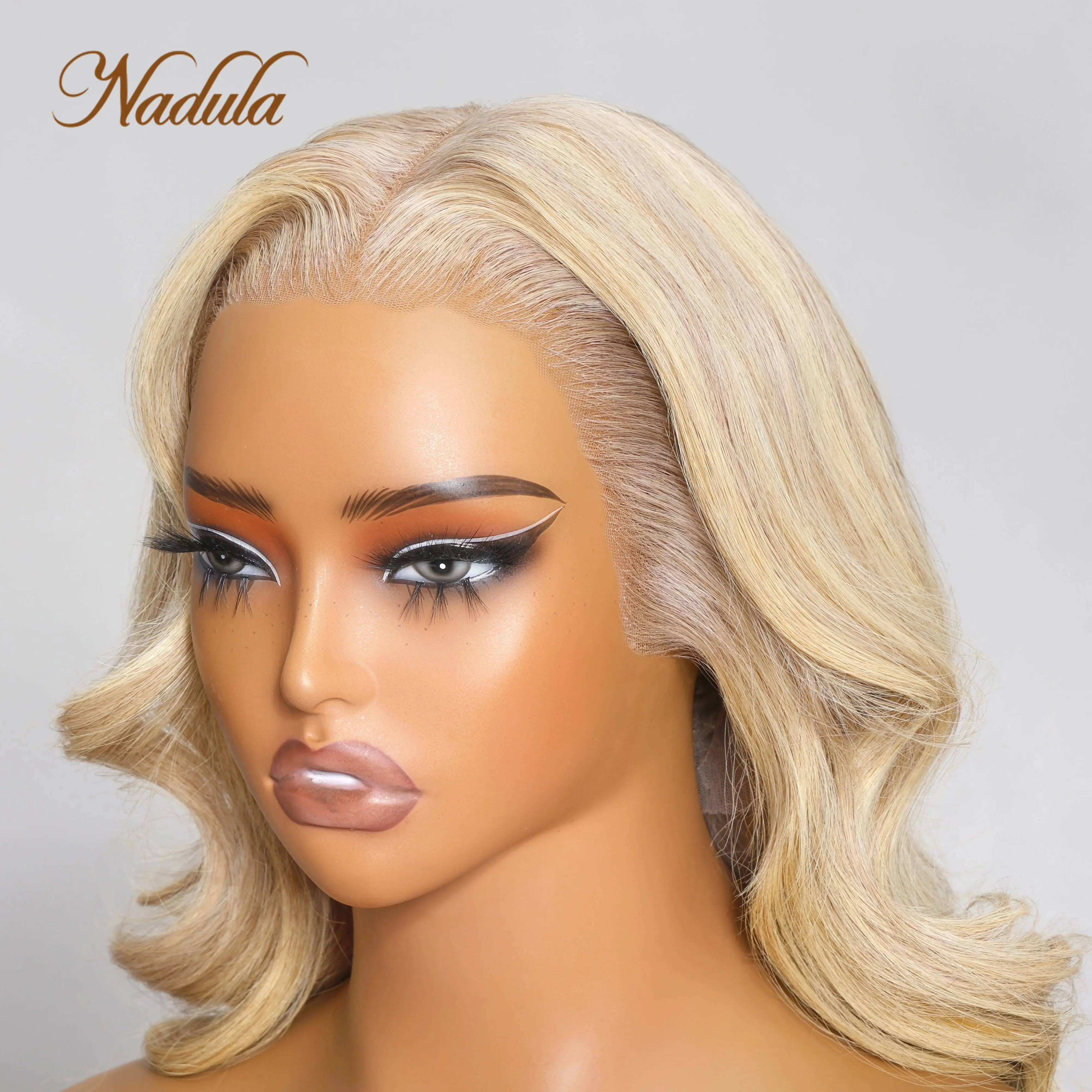 Nadula Hair 13X4 Lace Front Body Wave Ash Blonde Pre-Everything Wig Highlight Human Hair Wig With Pre Plucked Dark Blond Color