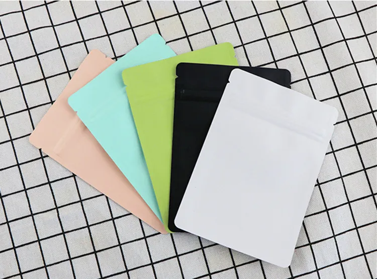 

100PCS Matte Black White Aluminum Foil Zip Lock Packaging Bag Flat Resealable Heat Sealing Coffee Spice Jewelry Gift Zip Pouches