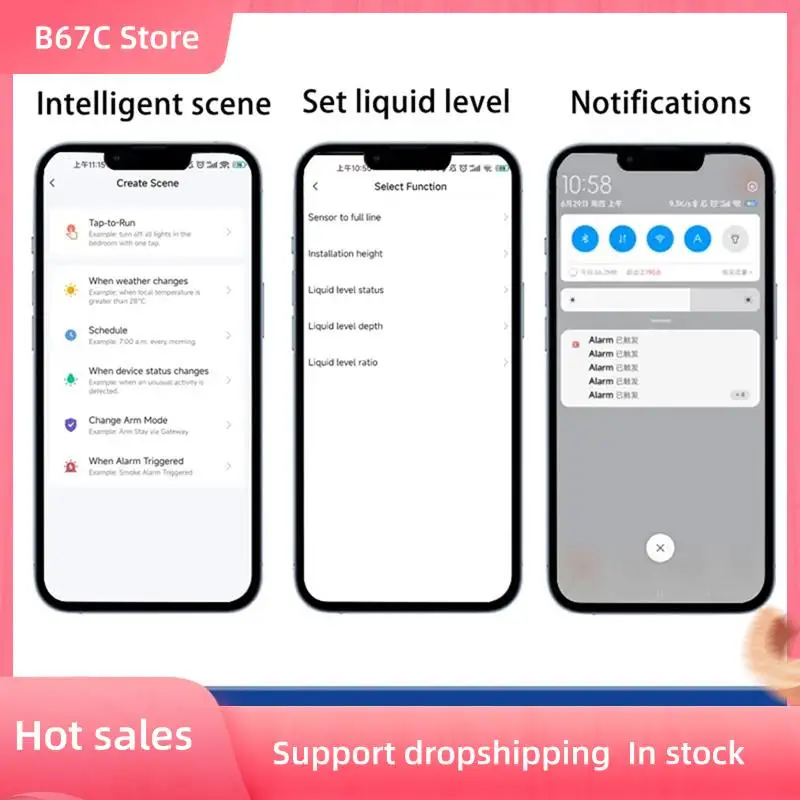 

B67C TLC2206 Wireless Wifi Tuya Tank Level Monitor Mobile Liquid Level Sensor Water Detector Waterproof IP67 Level Monitor