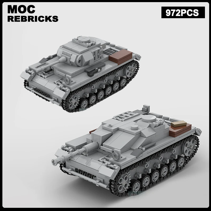 

Военная серия WW II Германия STUG III Ausf. F/Panzer III Ausf. L MOC Building Block Модель Старший Кирпич-головоломка Игрушка Праздничные подарки