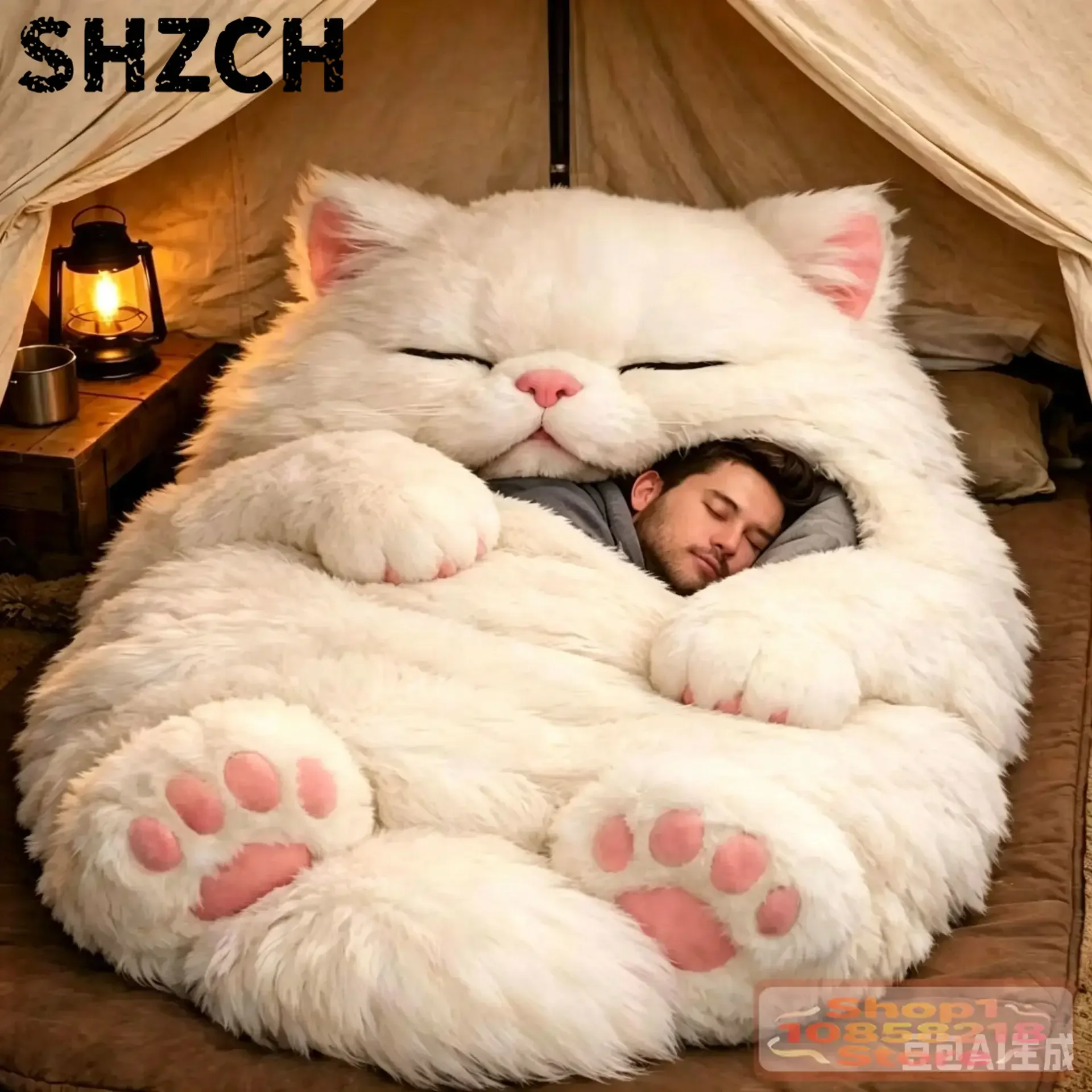 Adults Plush Envelope Sleeping Bag Dog Monkey Slumber Bag Home Travel Camping Cold Weather Men Women Plush Nap Mat Sleeping Bag