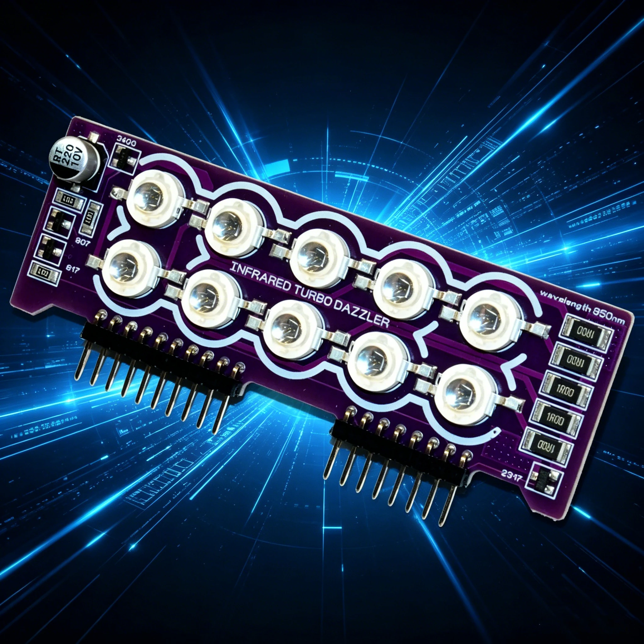 TURBO Infrared Dazzler Blaster Expansion Board compatible with Flipper Zero/Open Area Distance is : 200M = 650 Feets