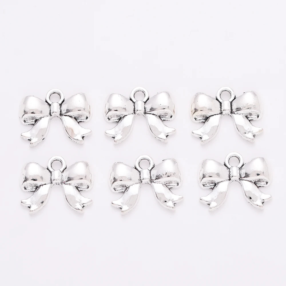 Wholesale Cute 10Pcs 18x14mm Metal Zinc Alloy Bow Charms Fit Necklace Earrings Bracelet Handmade DIY  Jewelry Makings