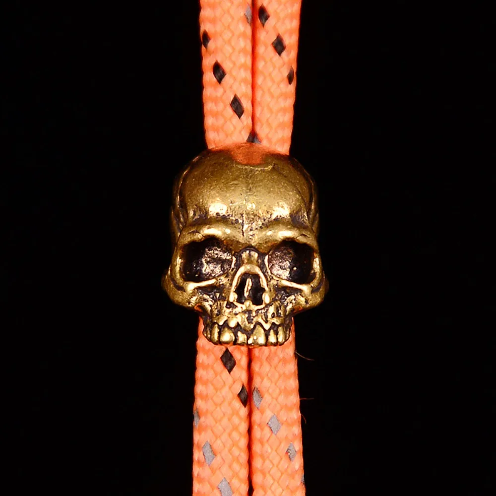 1pc Brass Skull Handmade Paracord Lanyard Outdoor EDC Knife Tail Personalized Punk DIY Braided Hanging Ornaments