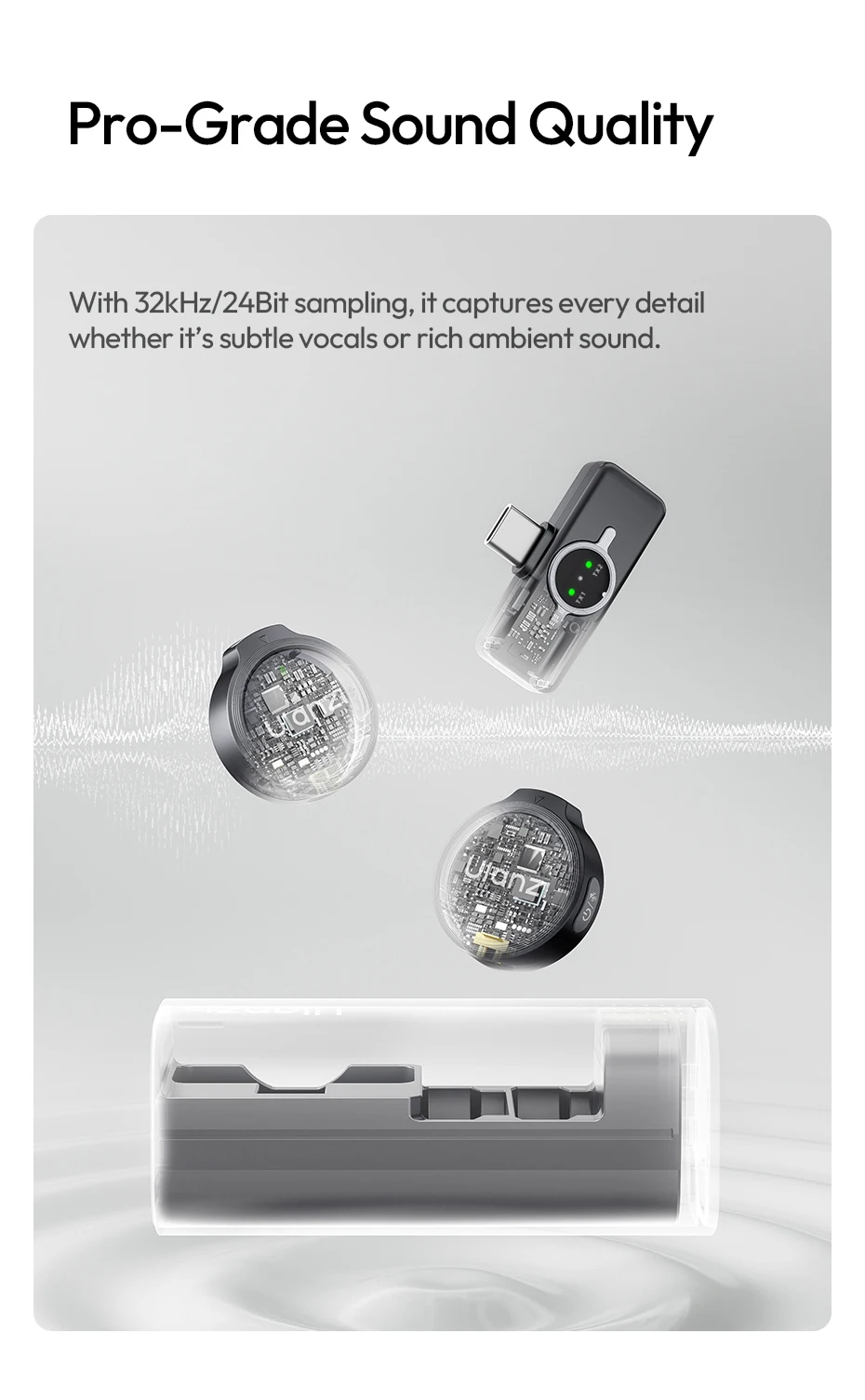 Ulanzi A21 Drahtloses Mikrofon AI-Rauschunterdrückung Magnetisches Lavalier-Mikrofon für iPhone 17 16 15 für Live-Streaming-Vlog-Interview – Detail 5