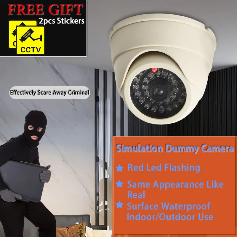 Creative Dome Dummy Camera Flashing Led Plastic Fake Conch Camera AA Battery Simulation CCTV Surveillance Security System