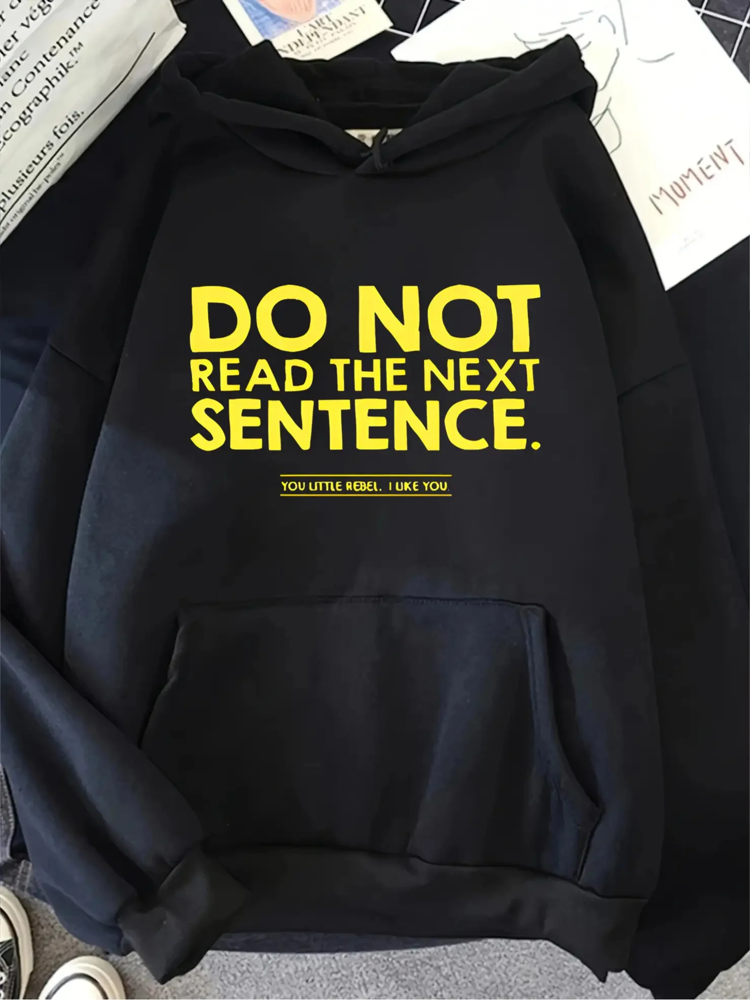 سترة بقلنسوة للسيدات تتحرك فوق S Let Me Teach You بنمط الصيد، بلوفر فضفاض من القطن الناعم مع تصميم صيد، قابل للغسل، #1