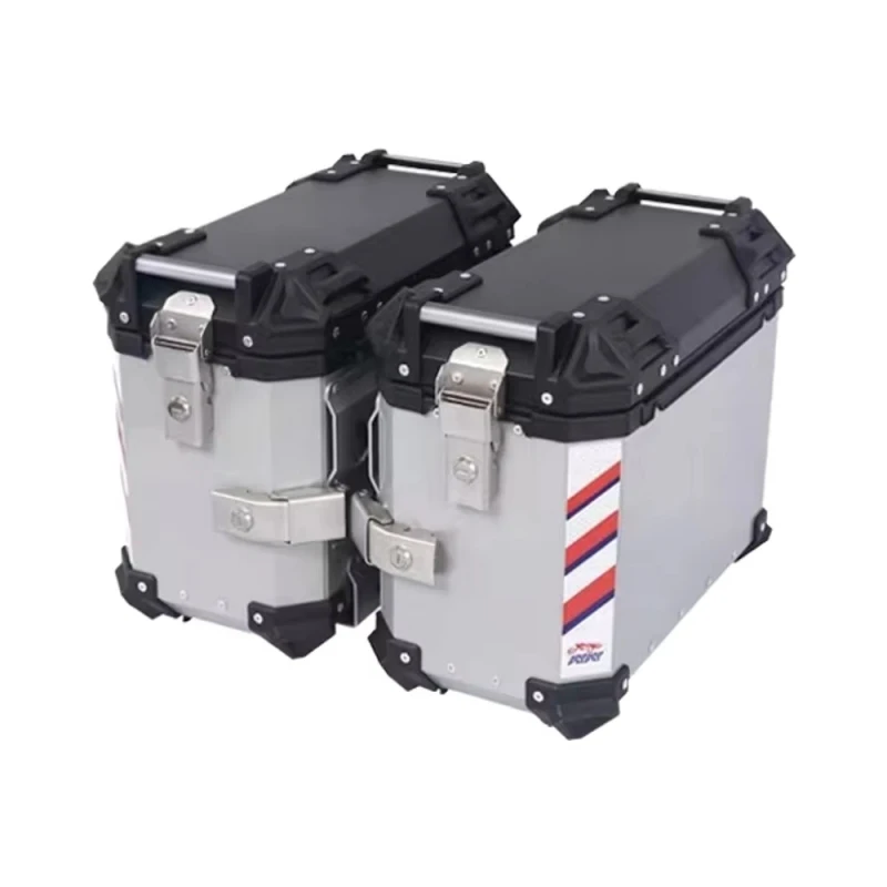 Universal 38L Black Waterproof Motorcycle Top Box Side Storage Case Aluminum Alloy Rear Luggage Set With Side Plates