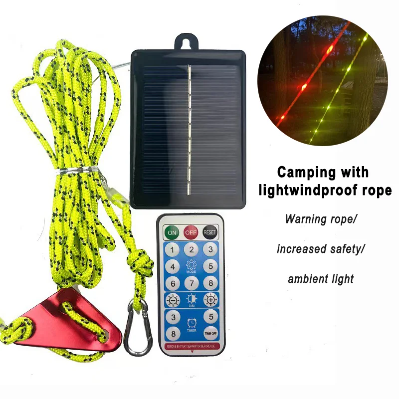 

Windproof Rope Light String Solar Operated LED Fairy Lamp with Remote Control Waterproof for Camping Party Outdoor Decoration