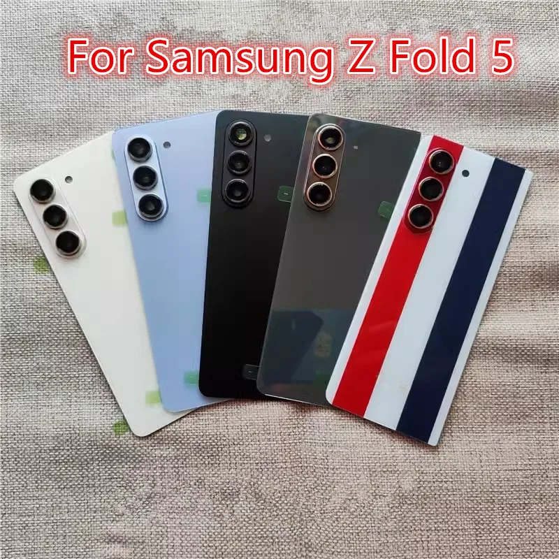 Fold5 Housing For Samsung Galaxy Z Fold 5 F946 Glass Battery Back Cover Repair Replace Door Phone Rear Case + Camera Lens