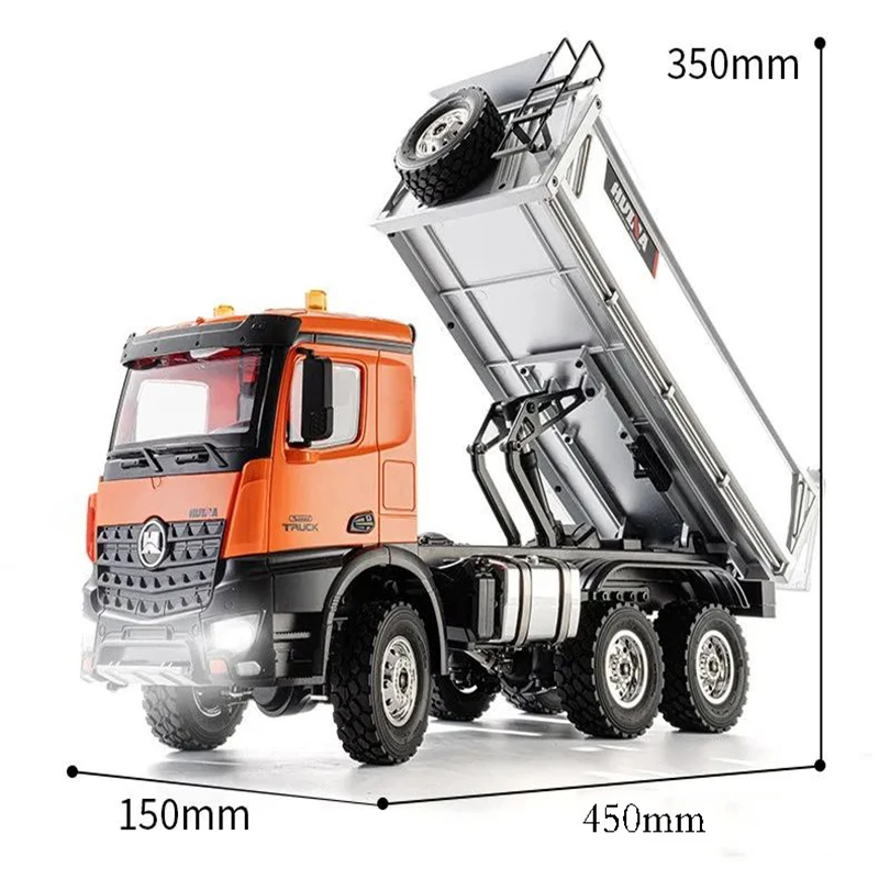 Huina RC شاحنة قلابة 6WD سيارة كبيرة تعمل بالتحكم عن بعد 1598 1/14 Rc سبيكة سيارة شاحنة قلابة تحميل سيارات لعب مركبة