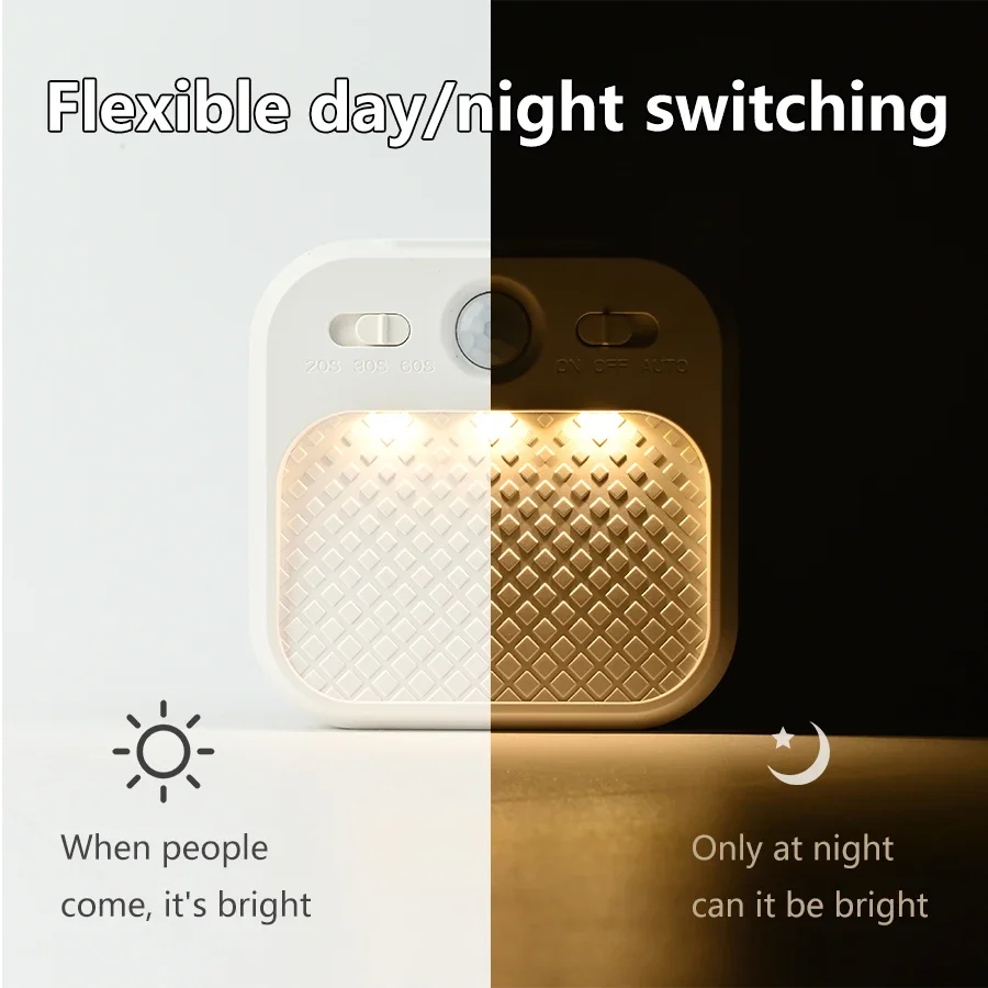 1-4 Pack LED Wall Lamp Night light with motion sensor Three-Color Adjustable Magnetic Night Light Cabinet & Hallway Lighting