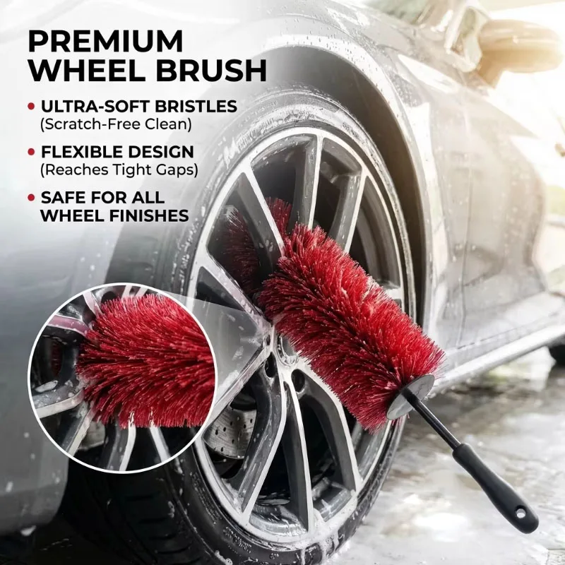 Car Wheel Rim Tire Cleaning Brush Soft Bristle Cleaner Non Scratch Car Detailing Washing Tool Soft Bristle Cleaner Car Care