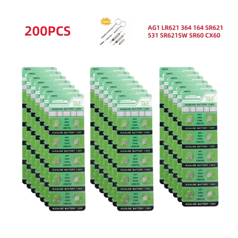 200 قطعة بطارية خلية زر AG1 LR621 364 164 531 SR621 SR621SW SR60 CX60 1.5 فولت بطاريات عملة الخلية للعب عن بعد
