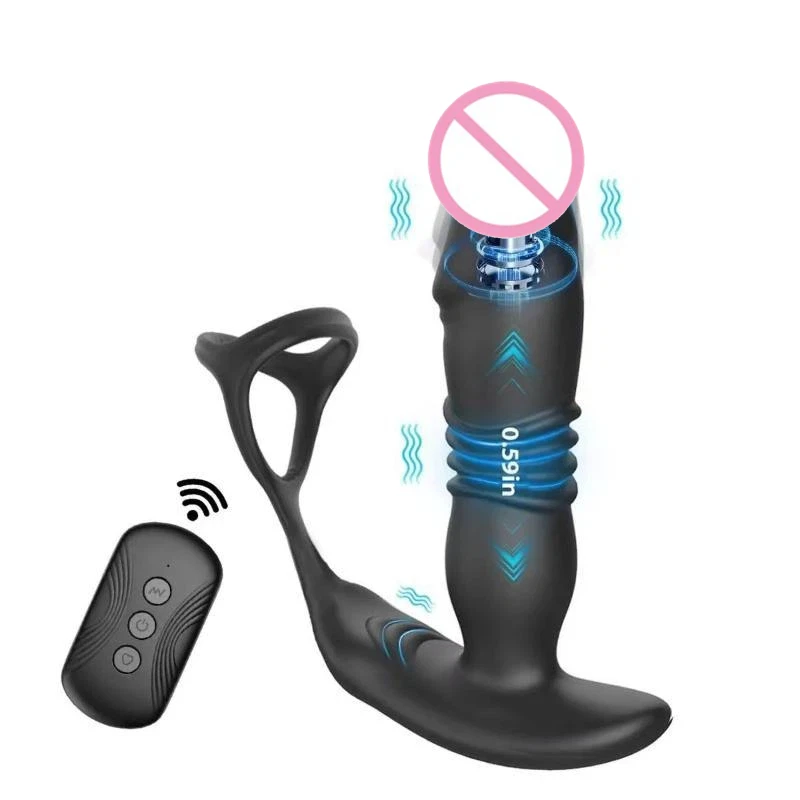 1 Set Multiple Modes Adult Simulated Silicone Cock Ring Vibrating Rod For Prostate And Anal Stimulation Remote Control Availabl