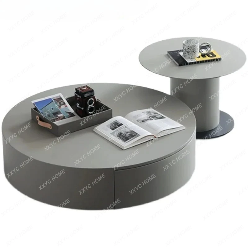 

Круглый журнальный столик светло-серого цвета, простой, для дома, для гостиной, комбинированный, персонализированный угловой столик