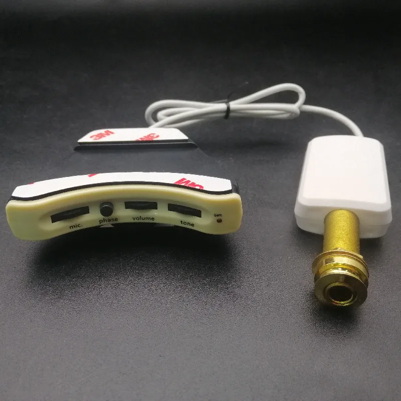 Soundhole Guitar Pickup White Pickup with Silver Piezo or Hard Naked Piezo with endpin output