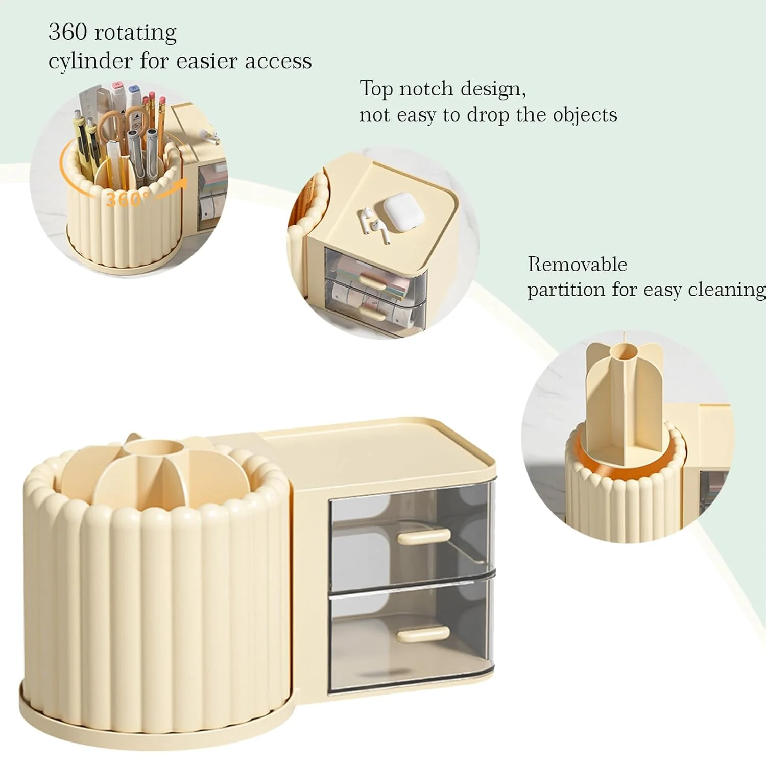 Porte-brosse de maquillage rotatif à 7 fentes, organisateur de pinceaux, pinceaux cosmétiques rotatifs amovibles, porte-stylo pour vanité, commode,