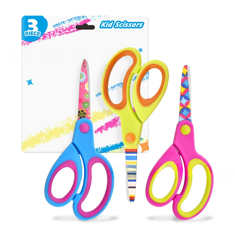 3PCS Children's Printed Scissors Set Multifunctional Student Scissors Hand Cut Safety Scissors