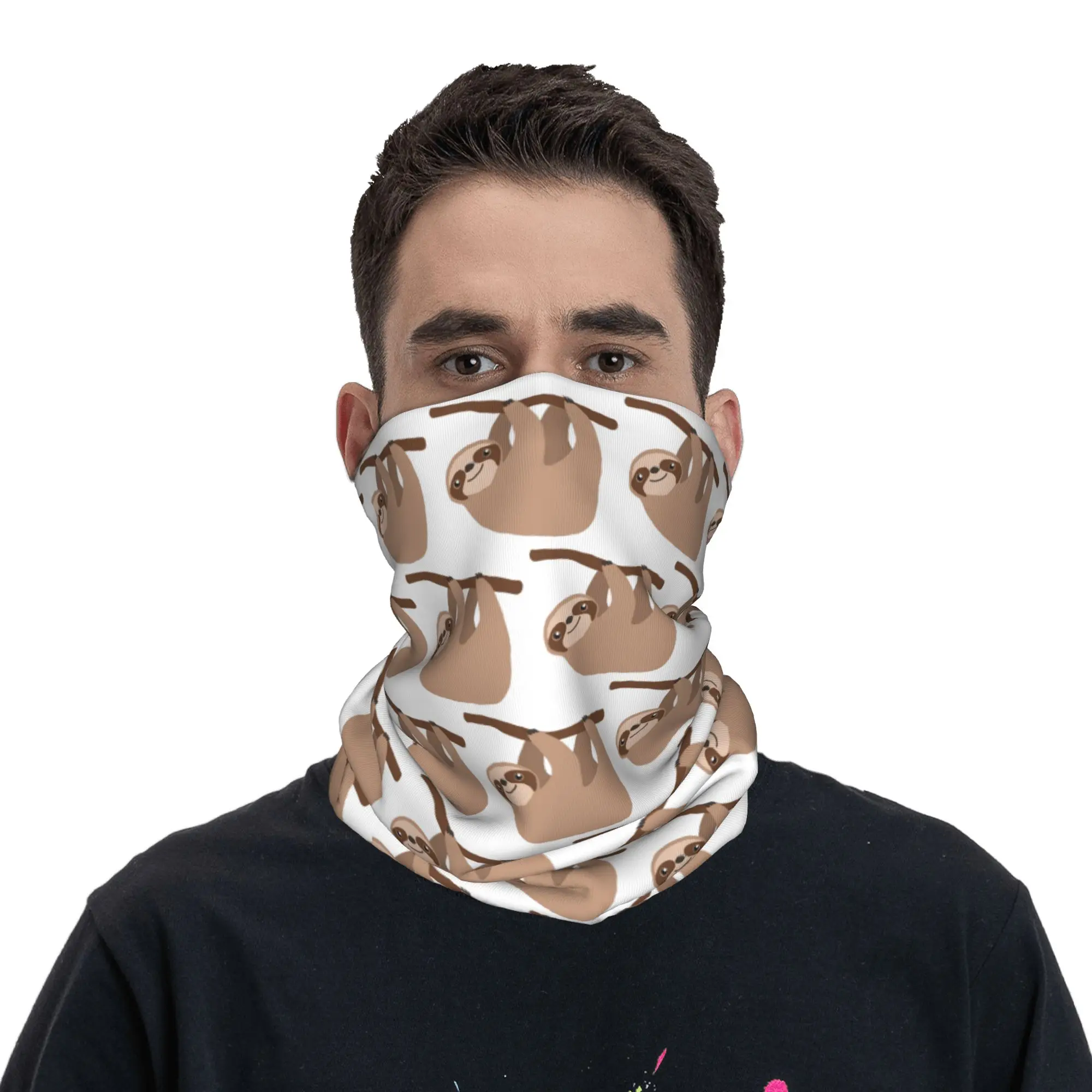 Cute Baby Cartoon Sloth Design Bandana Neck Cover Printed Mask Scarf Multi-use Balaclava Cycling Unisex Adult Windproof