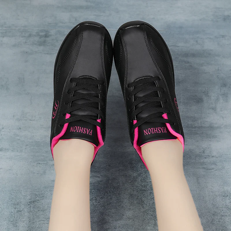 Womens Wakling Shoes Air Cushion Lightweight Tennis Shoe for Ladies PU Comfortable Lace-up Casual Footwear Increasing Height