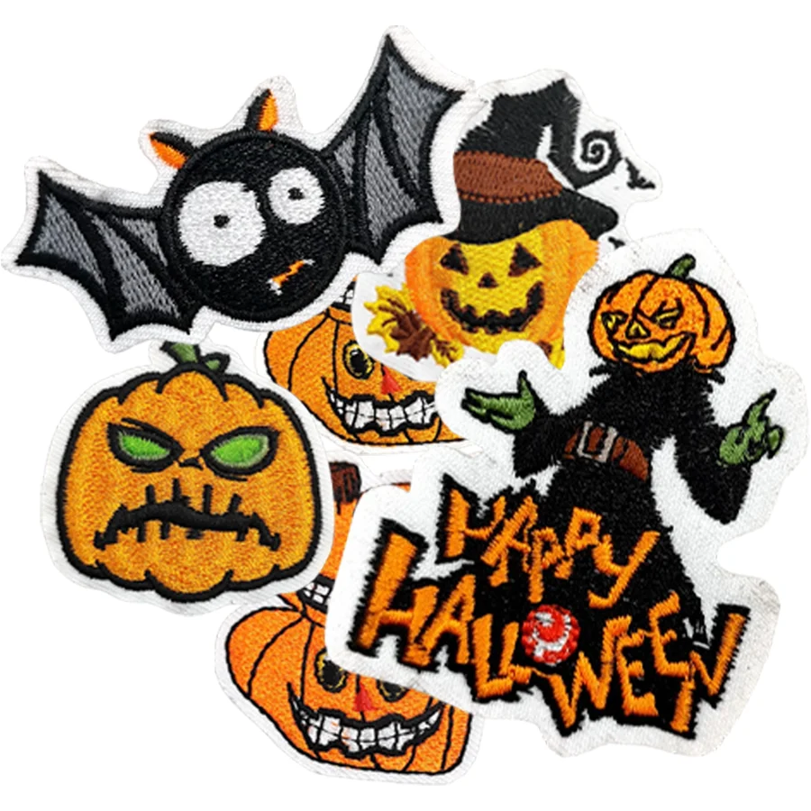 

Хэллоуин Тыква Голова Узор Забавная вышивка утюгом - для украшения шляпы и куртки