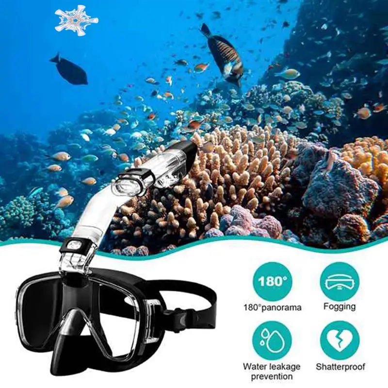 

Diving Mask Anti-Fog Snorkel Mask Set With Full Dry Top System For Free Swimming Professional Snorkeling Gear Adult Kids