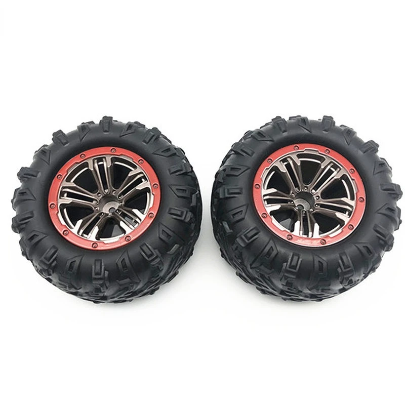 XLH 9125 2PCS/4PCS  Red Rim Tire Rubber RC Racing Car Tires 25-ZJ02 1/10 Scale On Road Wheel Rim Fit For For RC Car