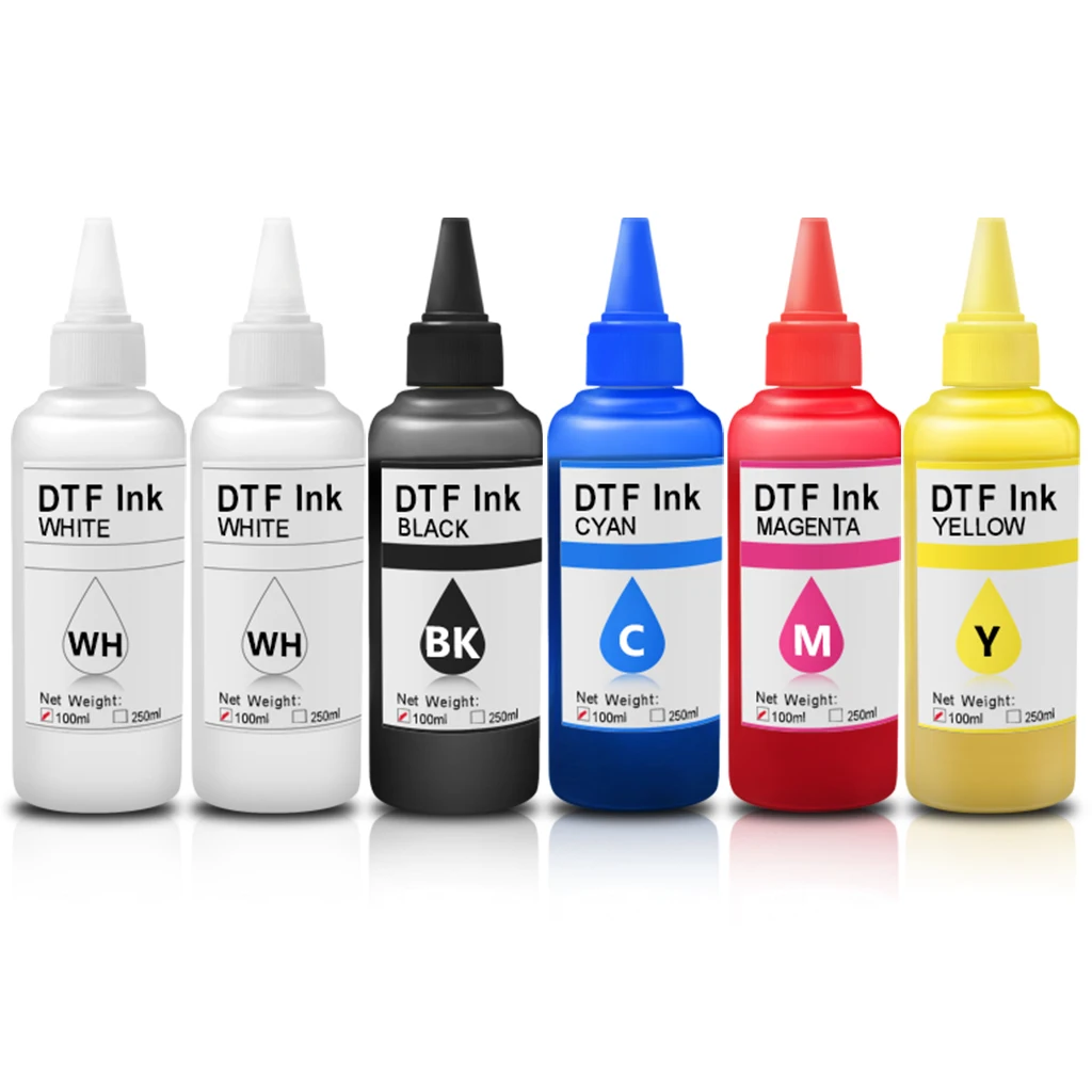 100Ml Dtf Inkt Direct Overdracht Film Inkt 1 Set Vrij 1 Witte Inkt Voor Epson L1300 L1390 L1800 L1455 L805 Xp600 Universele Dtf Inkt