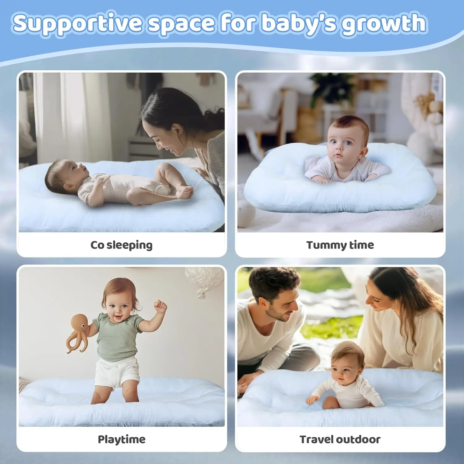 신생아용 통기성 생체모방 아기 침대 중간 침대형 포장형 방수 아기 침대 휴대용 아기 침대