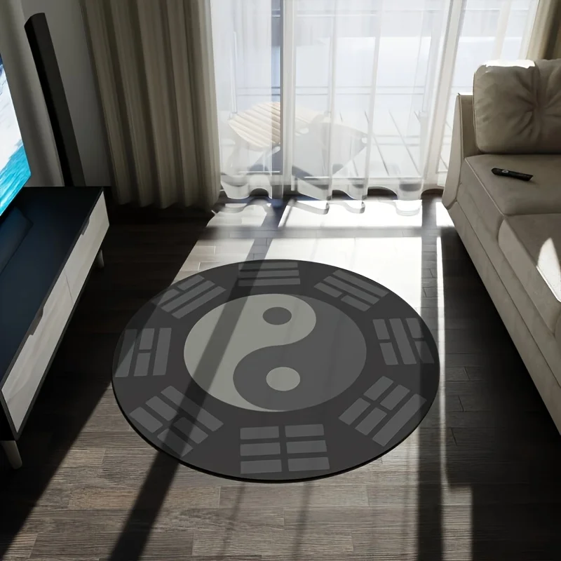 

Crystal velvet carpetRound Non-Slip Doormat & Area Mat - Yin-Yang Symbol Design, Soft Flannel & Rubber Backing, Hand
