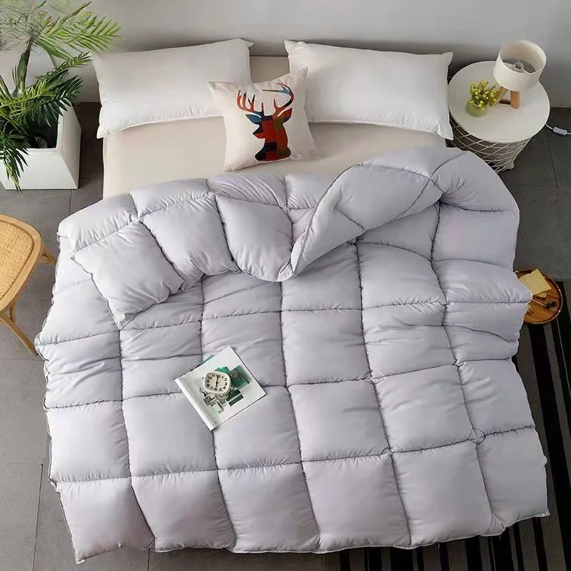 China Online Shopping Hotel Thick Winter Polyester Blend White Comforter 600gsm Microfiber Quilt  Duvet