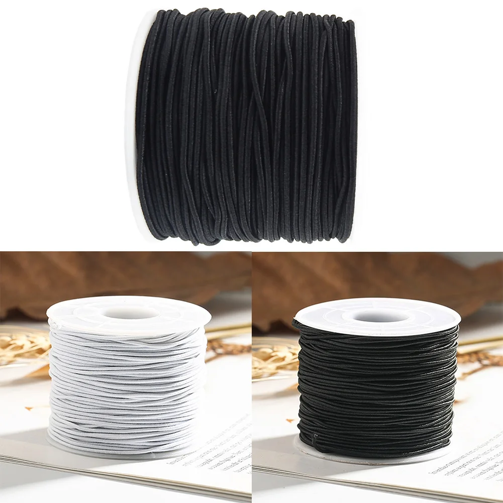 1.5mm/1.2mm/1mm/0.8mm Round Cylindrical Elastic Cord Round Cylindrical Core-spun Sewing Accessories Hats/Beading Craft Supplies