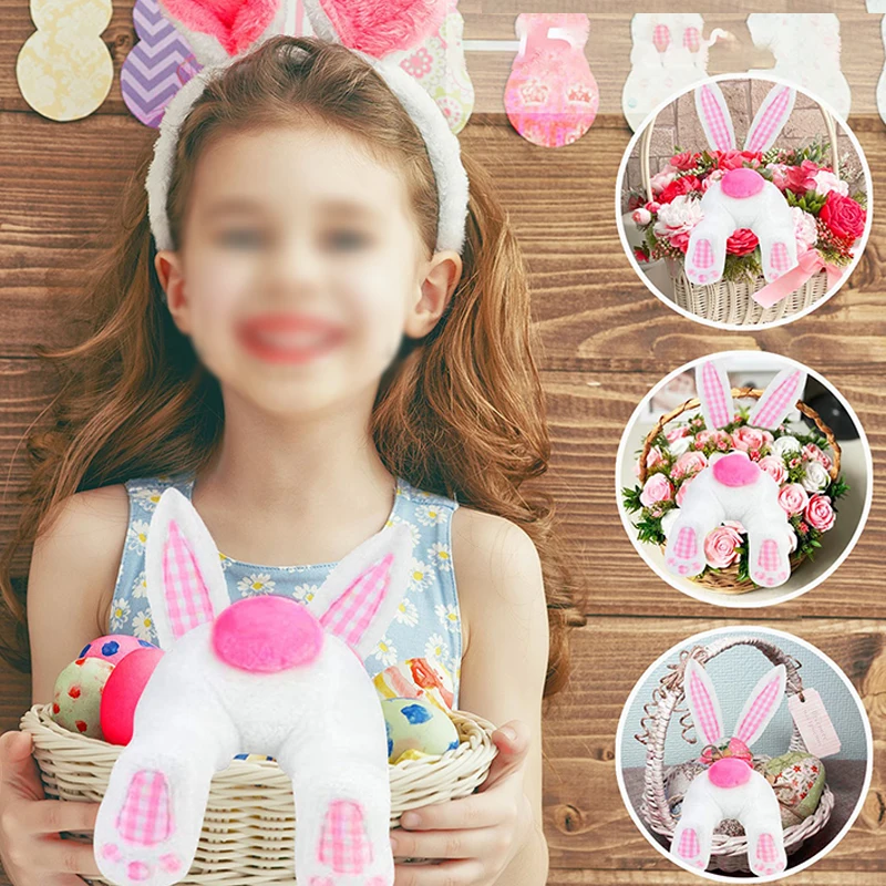 

Cute Rabbit Ears 2024Easter Ornament Set Door Outdoor Wreath Easter Bunny Hanging Decorations Rabbit Butt Kit Home Decor