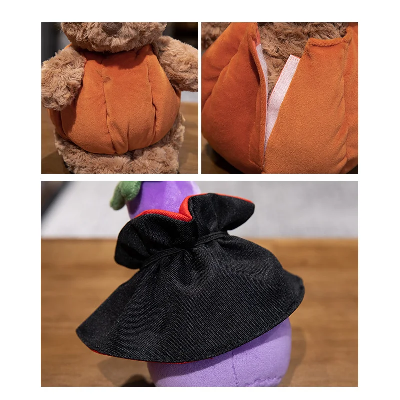 20-30CM Soft Pumpkin Bear, Pumpkin Rabbit Cloak, Eggplant Earmuffs, Eggplant Halloween Plush Toy Festival Decorative Gift