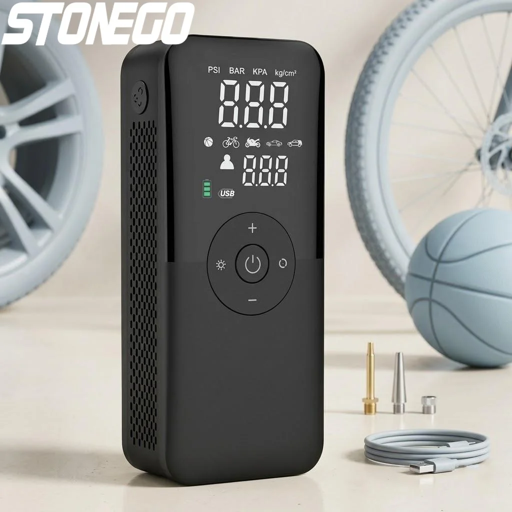 

Portable Cordless Rechargeable Air Pump Fast Inflation for Car Motorcycle Bicycle Tire Bike Sports Equipment Inflator