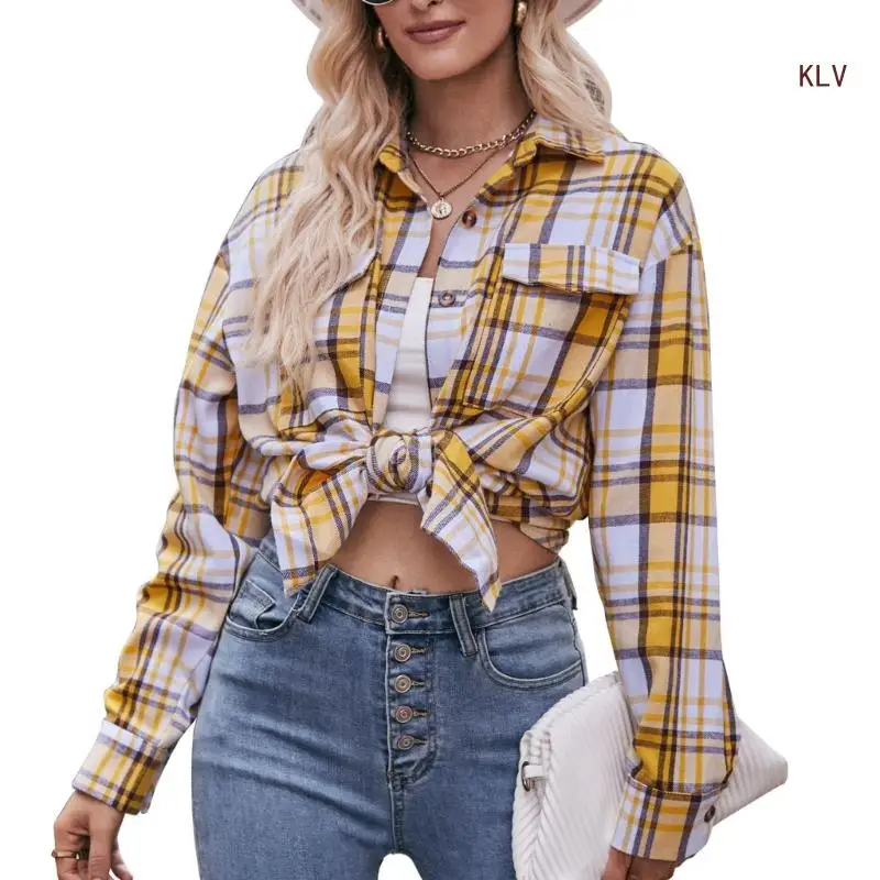 Women's flannel shirt plaid 2023 autumn/winter new European and American casual fashion shawl oversized button loose plaid shirt