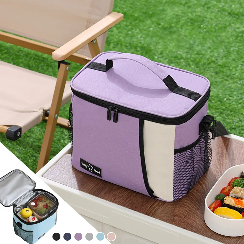 

2024 New Portable Lunch Bag Food Thermal Box Waterproof Office Cooler Lunchbox With Shoulder Strap PEVA Insulated Case