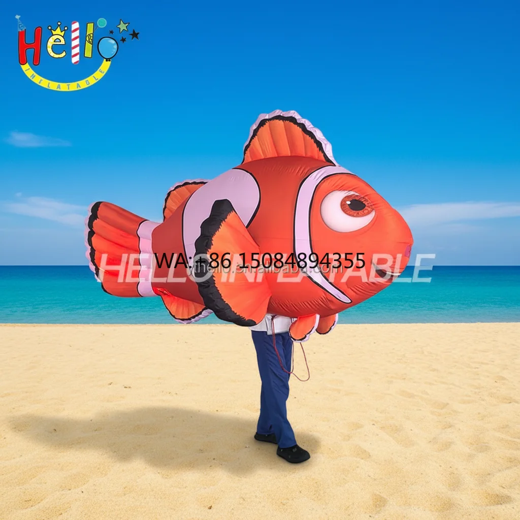 Wearable Inflatable Clownfish Costume Custom Nemo Character Mascot for Parade Performance